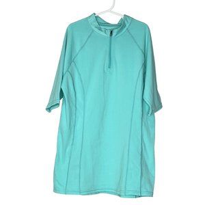 Coolibar Women’s Turquoise Shirt Short Sleeve 50+ UPF 1/4 Zip Size Small